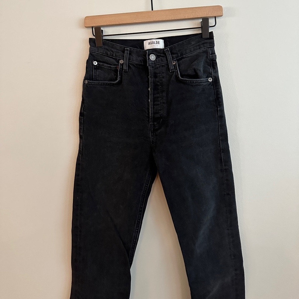 AGOLDE Riley High Rise Straight - Black - Size 23 - Picture 9 of 16